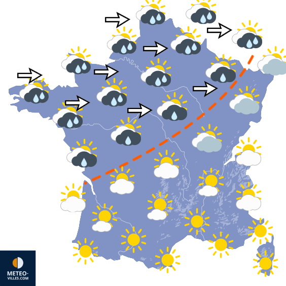 Carte de prévisions du temps du Monday, August 24, 2026