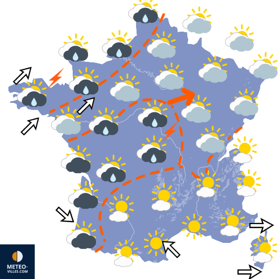 Carte de prévisions du temps du Samedi 29 août 2026