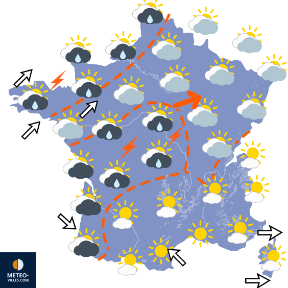Carte de prévisions du temps du Dimanche 30 août 2026
