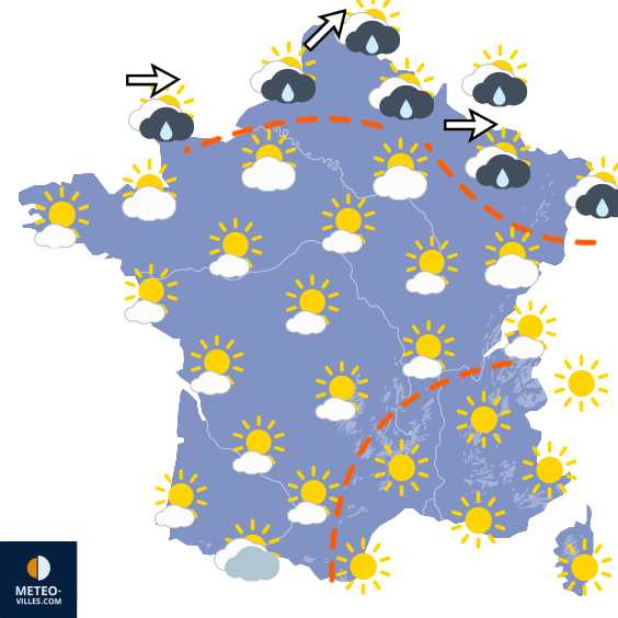Carte de prévisions du temps du Mardi 25 août 2026