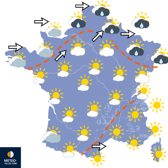 Carte de prévisions du temps du Mercredi 26 août 2026