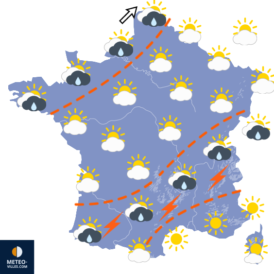 Carte de prévisions du temps du Mercredi 26 août 2026