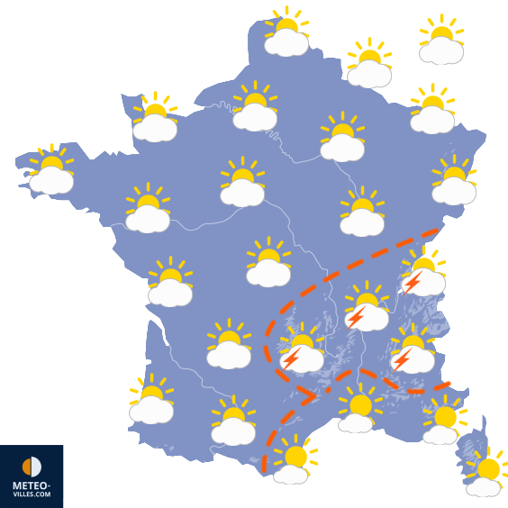 Carte de prévisions du temps du Jeudi 27 août 2026