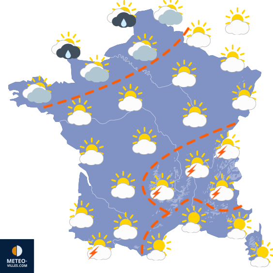 Carte de prévisions du temps du Jeudi 27 août 2026