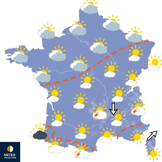 Carte de prévisions du temps du Samedi 29 août 2026