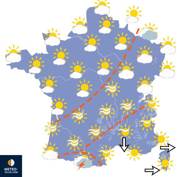 Carte de prévisions du temps du Dimanche 30 août 2026