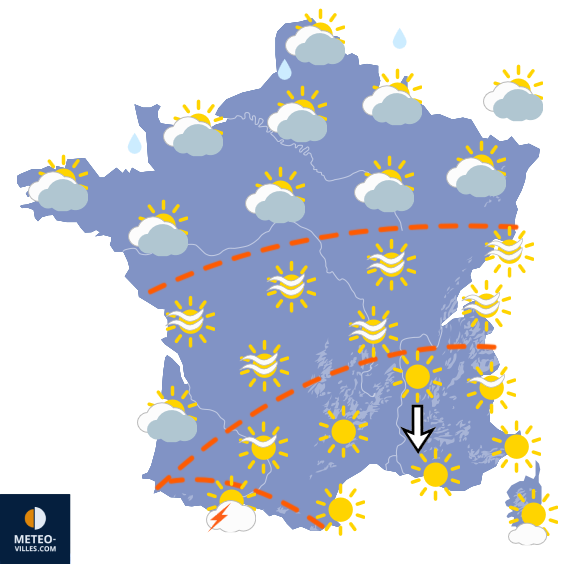 Carte de prévisions du temps du Lundi 31 août 2026