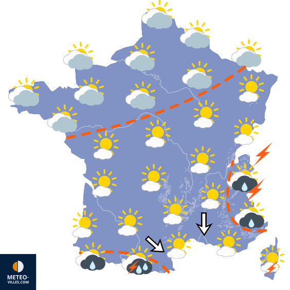 Carte de prévisions du temps du Vendredi 28 août 2026