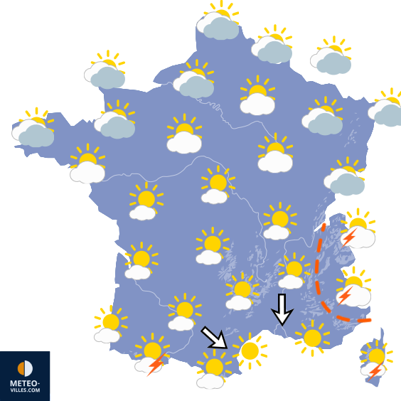 Carte de prévisions du temps du Samedi 29 août 2026