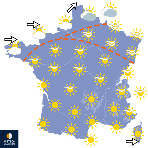 Carte de prévisions du temps du Dimanche 30 août 2026