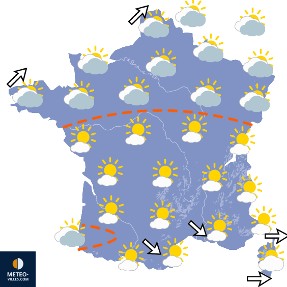 Carte de prévisions du temps du Lundi 31 août 2026