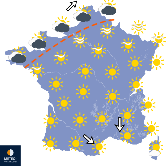 Carte de prévisions du temps du Lundi 31 août 2026