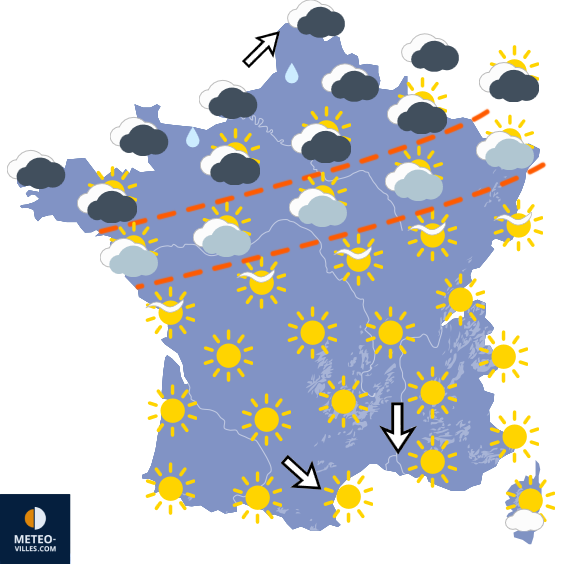 Carte de prévisions du temps du Mercredi 2 septembre 2026