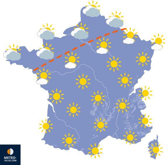 Carte de prévisions du temps du Vendredi 28 août 2026
