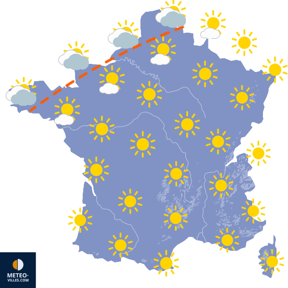 Carte de prévisions du temps du Samedi 29 août 2026