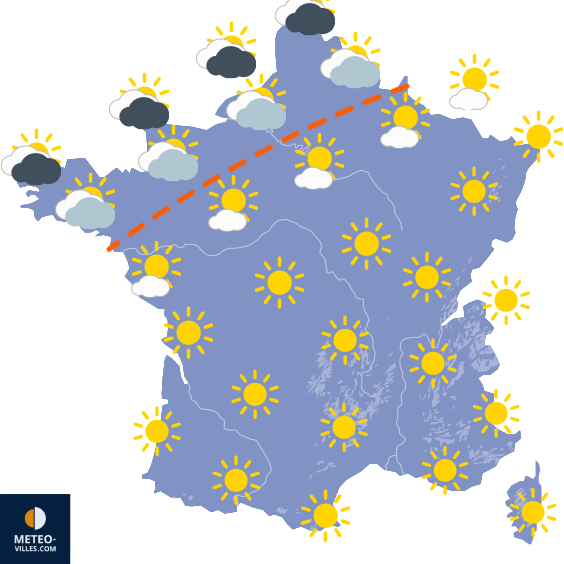 Carte de prévisions du temps du Dimanche 30 août 2026