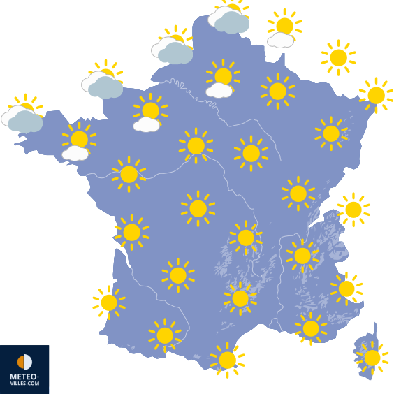 Carte de prévisions du temps du Lundi 31 août 2026