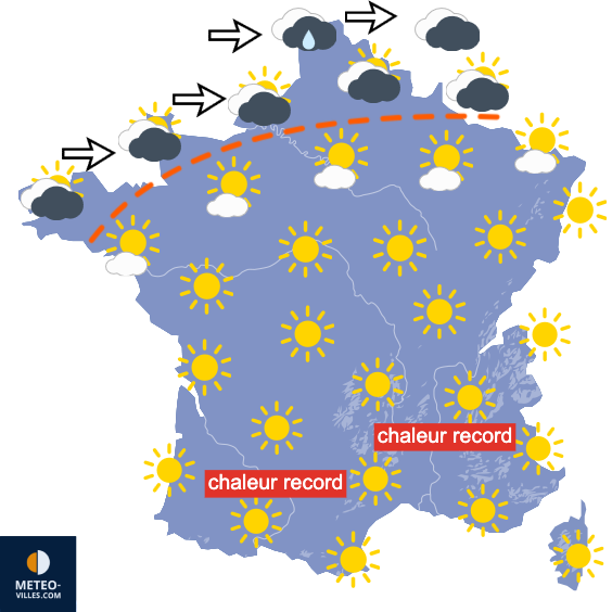 Carte de prévisions du temps du Mercredi 2 septembre 2026
