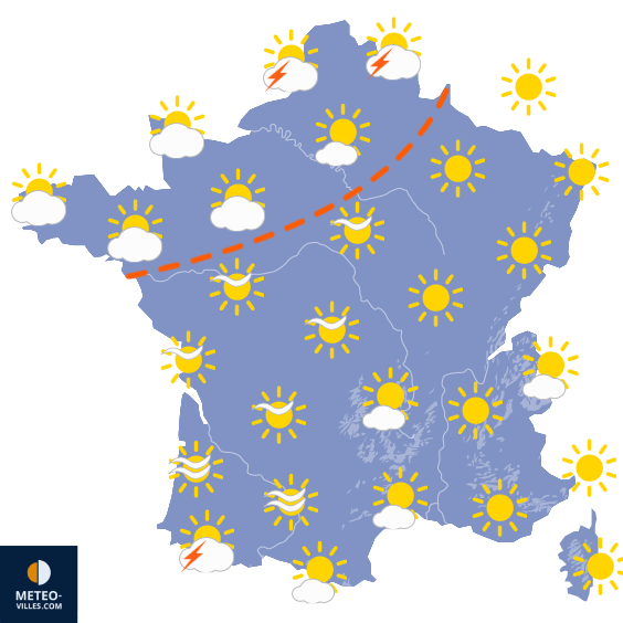 Carte de prévisions du temps du Samedi 29 août 2026