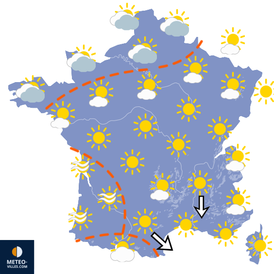 Carte de prévisions du temps du Lundi 31 août 2026