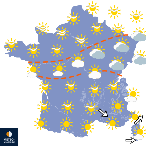 Carte de prévisions du temps du Samedi 5 septembre 2026