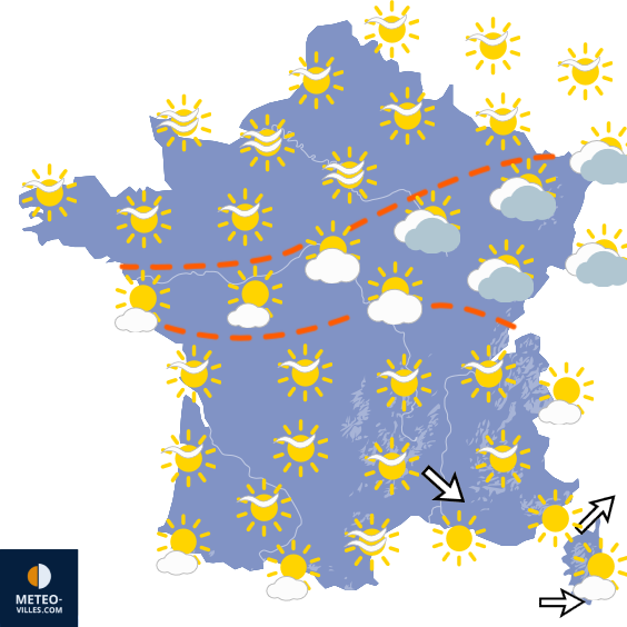 Carte de prévisions du temps du Samedi 5 septembre 2026