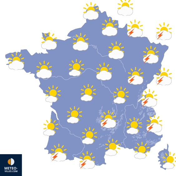 Carte de prévisions du temps du Samedi 29 août 2026