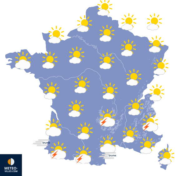 Carte de prévisions du temps du Lundi 31 août 2026