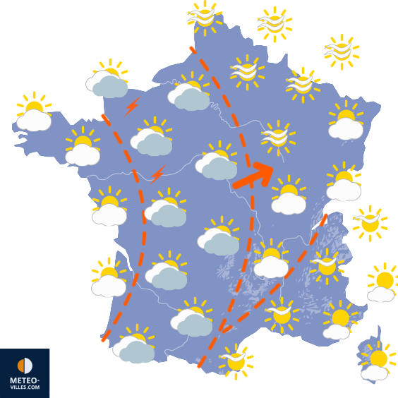 Carte de prévisions du temps du Samedi 5 septembre 2026