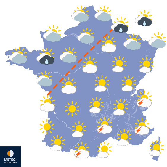 Carte de prévisions du temps du Mercredi 2 septembre 2026