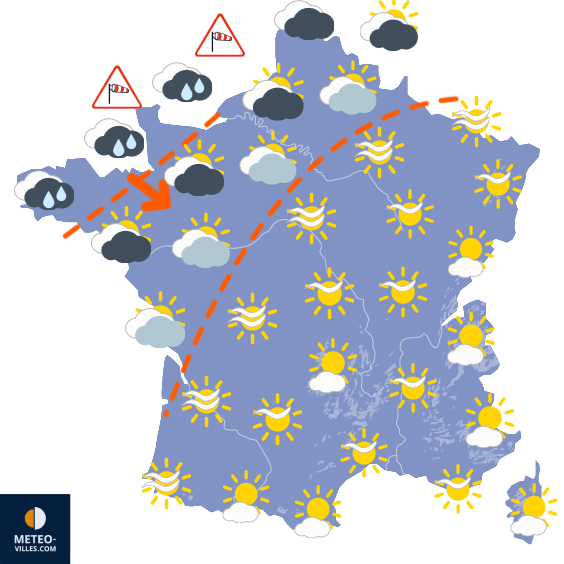 Carte de prévisions du temps du Mercredi 2 septembre 2026