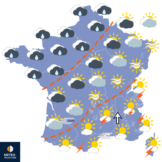 Carte de prévisions du temps du Lundi 7 septembre 2026