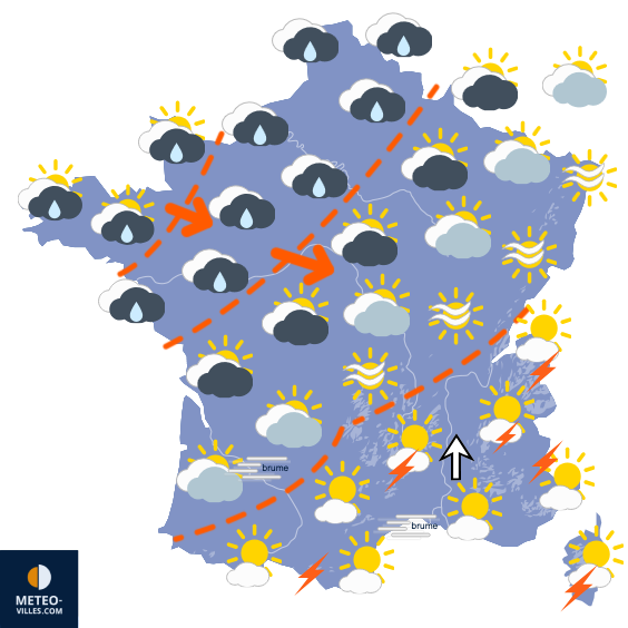 Carte de prévisions du temps du Lundi 7 septembre 2026