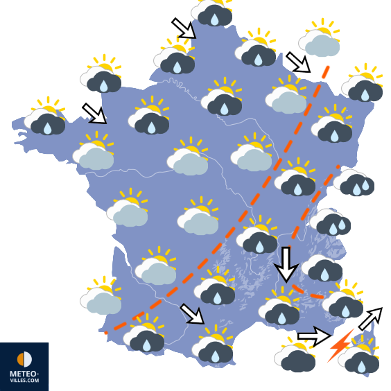 Carte de prévisions du temps du Lundi 7 septembre 2026