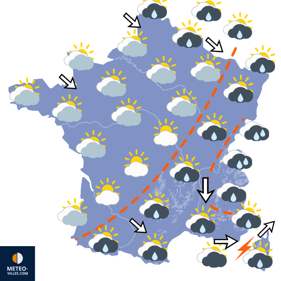 Carte de prévisions du temps du Lundi 7 septembre 2026