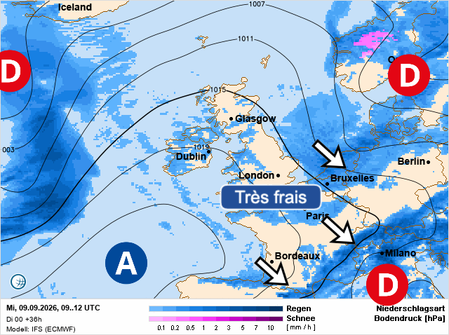 Carte de prévisions d'europe du Mercredi 9 septembre 2026