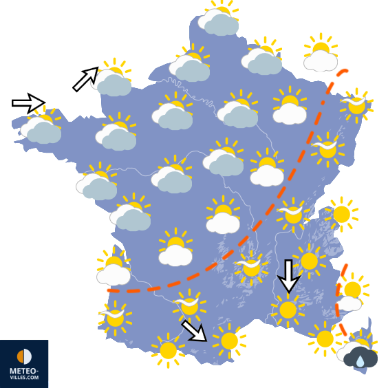 Carte de prévisions du temps du Lundi 7 septembre 2026