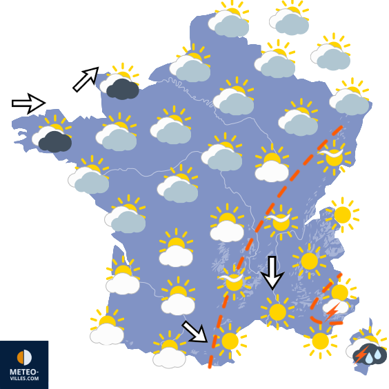 Carte de prévisions du temps du Lundi 7 septembre 2026