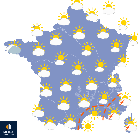 Carte de prévisions du temps du Samedi 12 septembre 2026