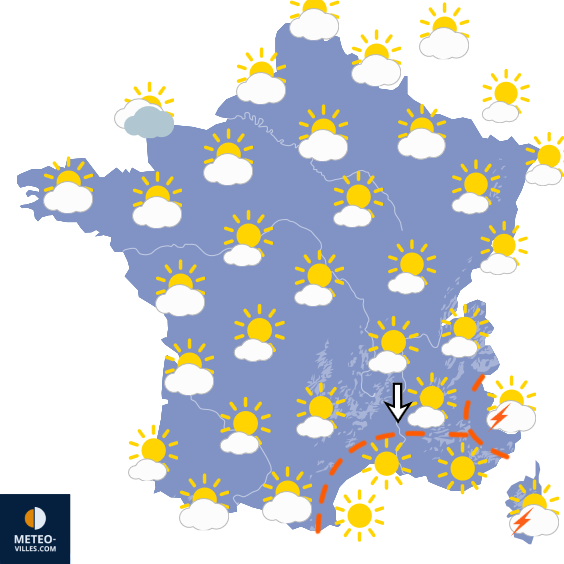 Carte de prévisions du temps du Mercredi 9 septembre 2026