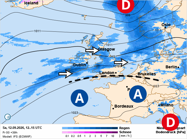Carte de prévisions d'europe du Samedi 12 septembre 2026