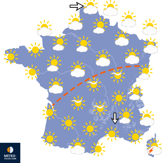 Carte de prévisions du temps du Samedi 12 septembre 2026
