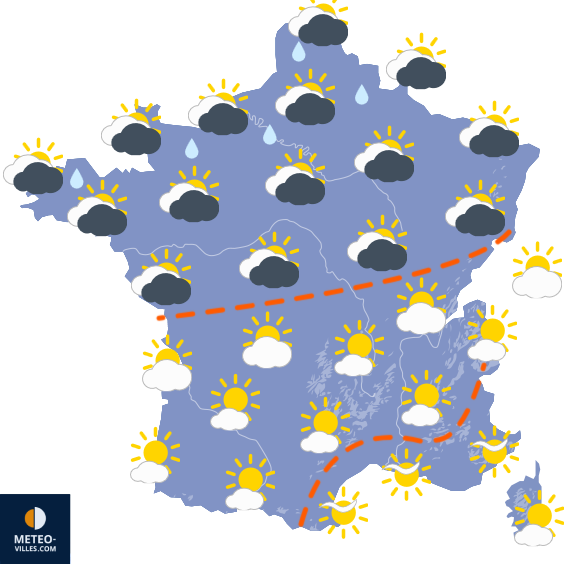 Carte de prévisions du temps du Lundi 7 septembre 2026