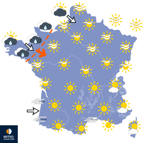 Carte de prévisions du temps du Lundi 14 septembre 2026
