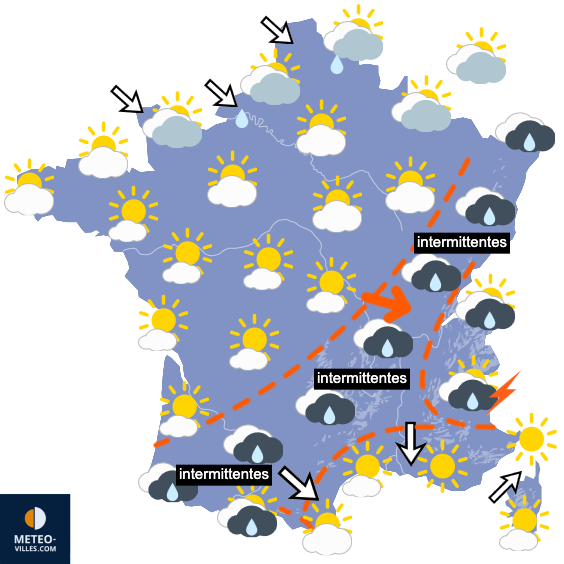 Carte de prévisions du temps du Lundi 14 septembre 2026