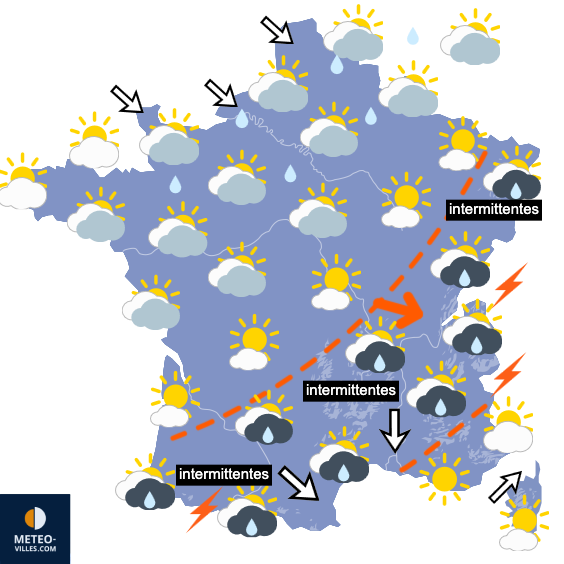 Carte de prévisions du temps du Mercredi 16 septembre 2026