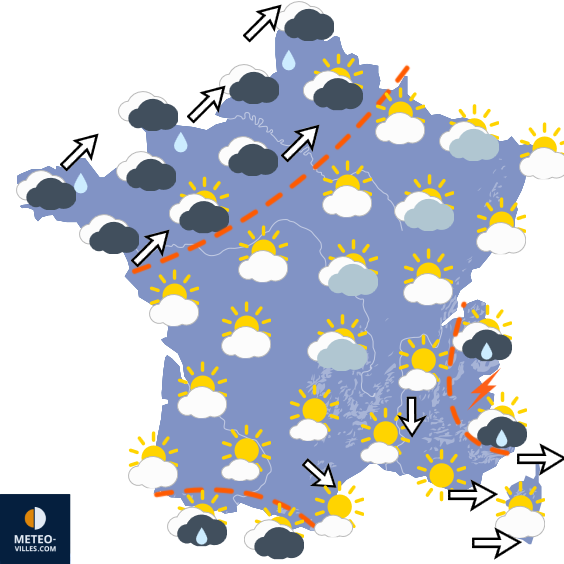 Carte de prévisions du temps du Lundi 14 septembre 2026