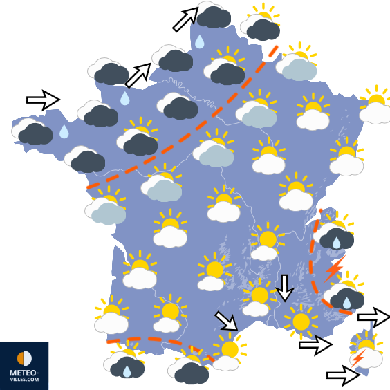 Carte de prévisions du temps du Mercredi 16 septembre 2026