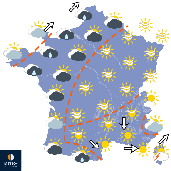Carte de prévisions du temps du Mercredi 16 septembre 2026