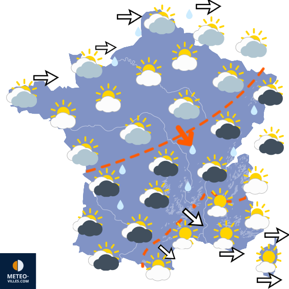Carte de prévisions du temps du Lundi 14 septembre 2026